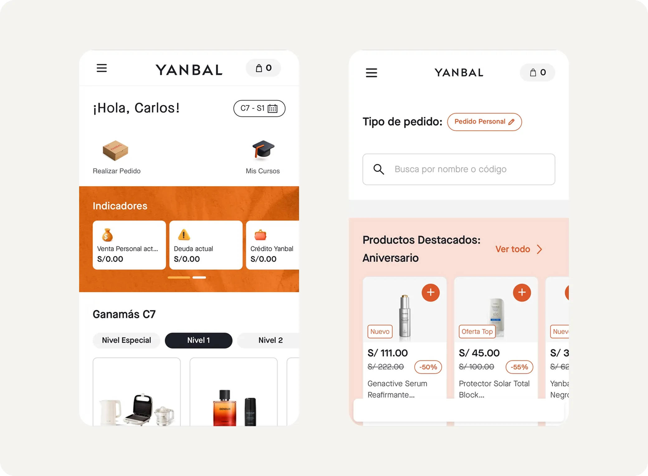 Comparación de dos productos digitales de Yanbal y como a pesar de tener la misma fuente visual, fueron construidos con diferencias marcadas